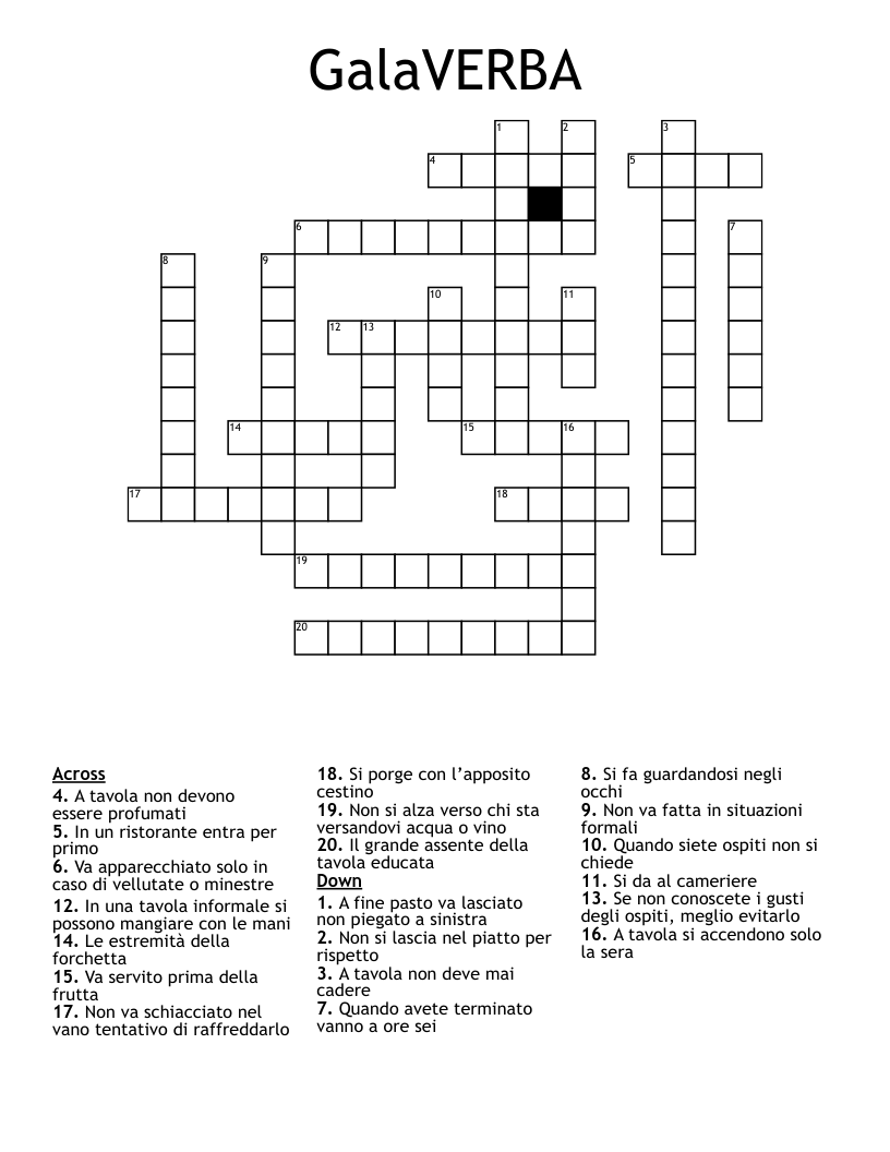 GalaVERBA Crossword