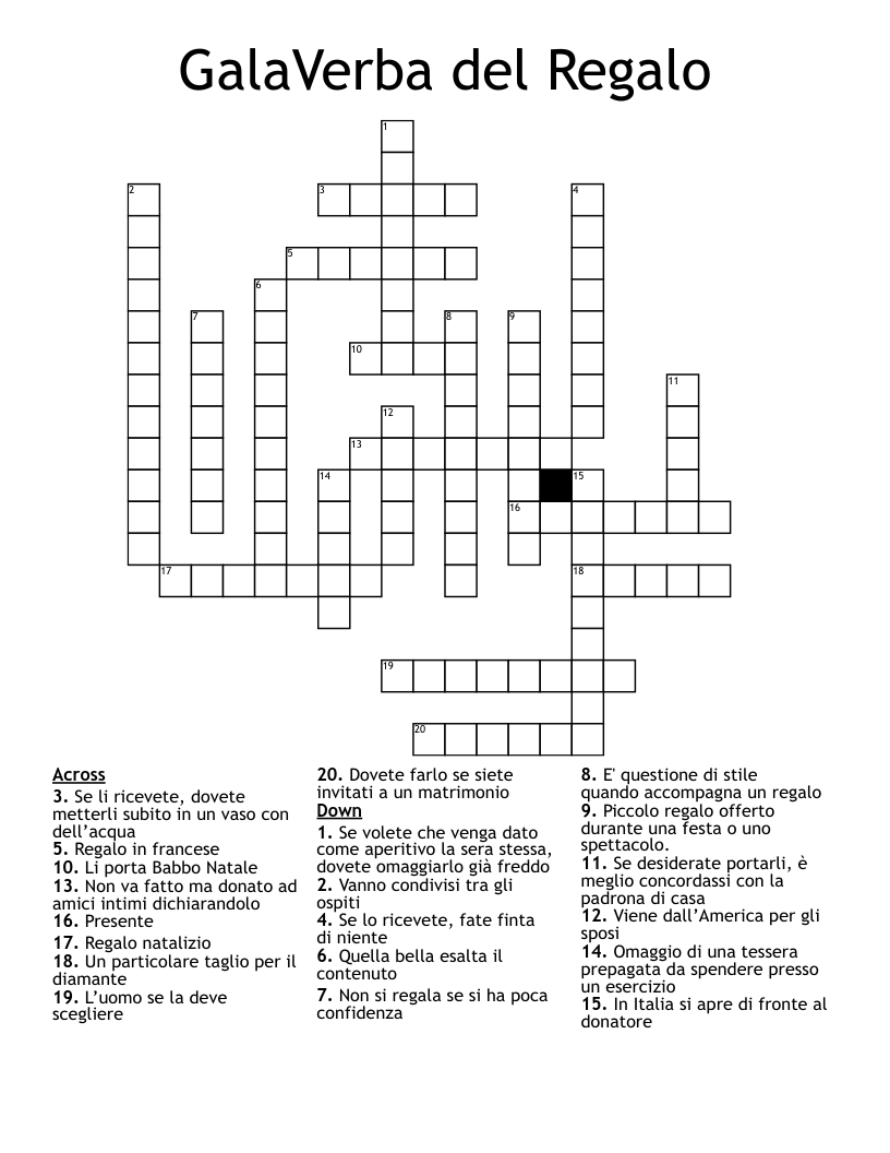 GalaVerba del Regalo Crossword