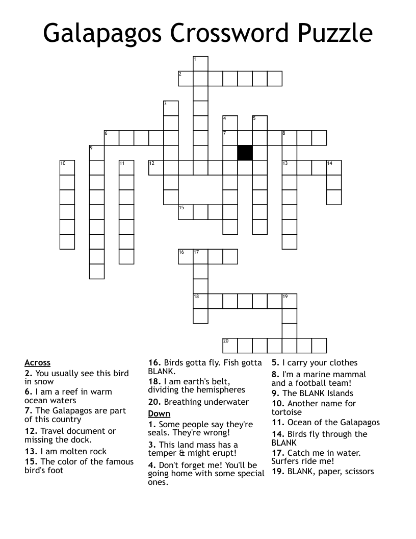 Galapagos Crossword Puzzle
