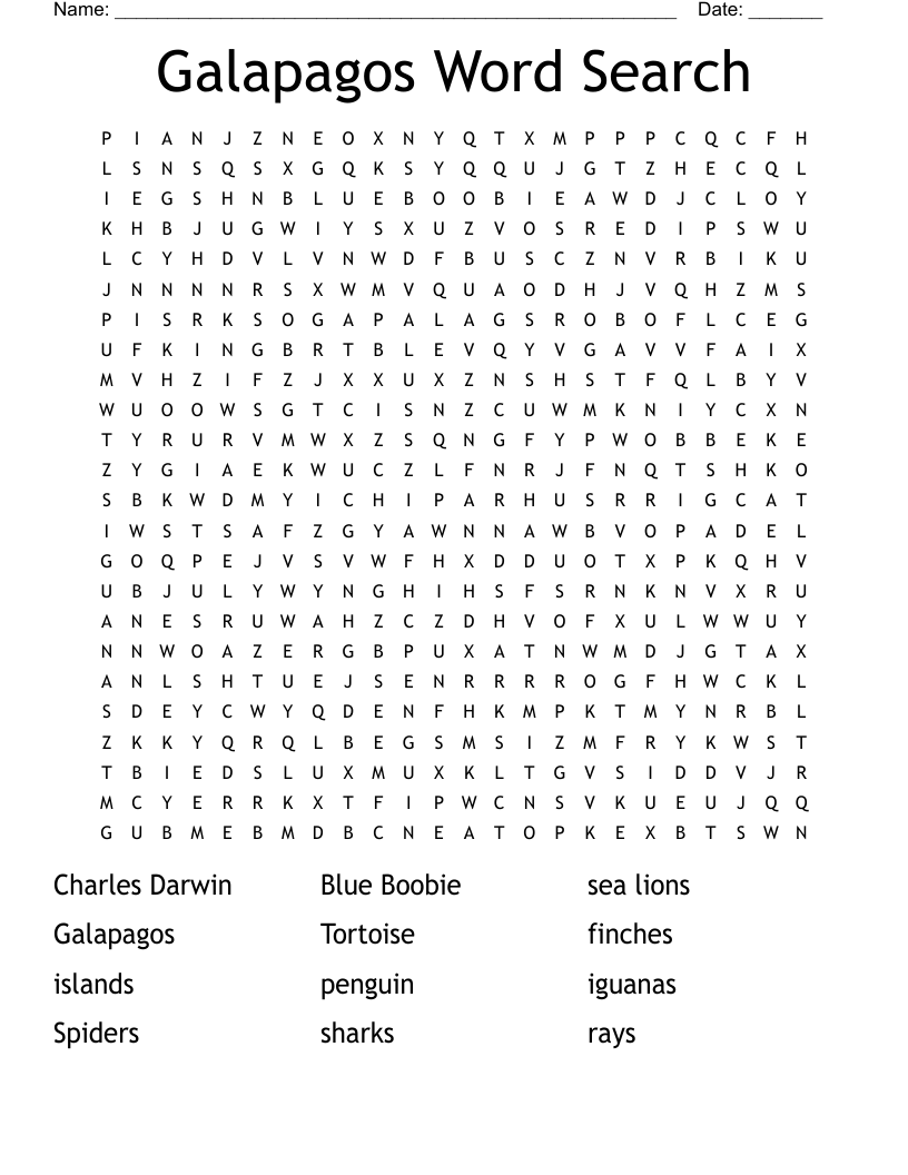 Galapagos Word Search