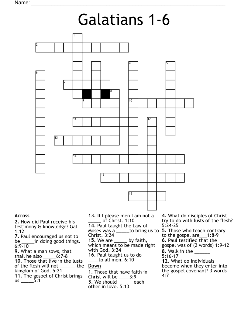 Galatians 1-6 Crossword