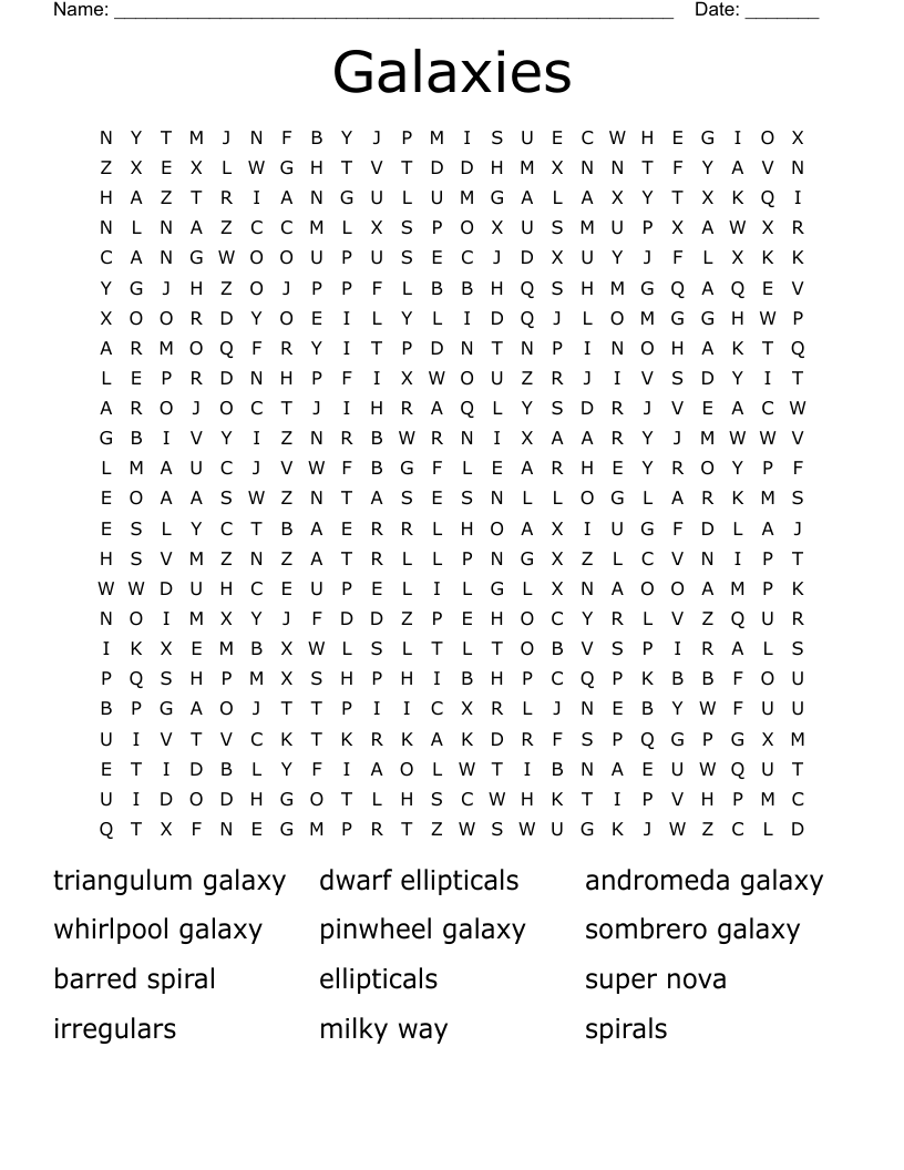 Galaxies Word Search