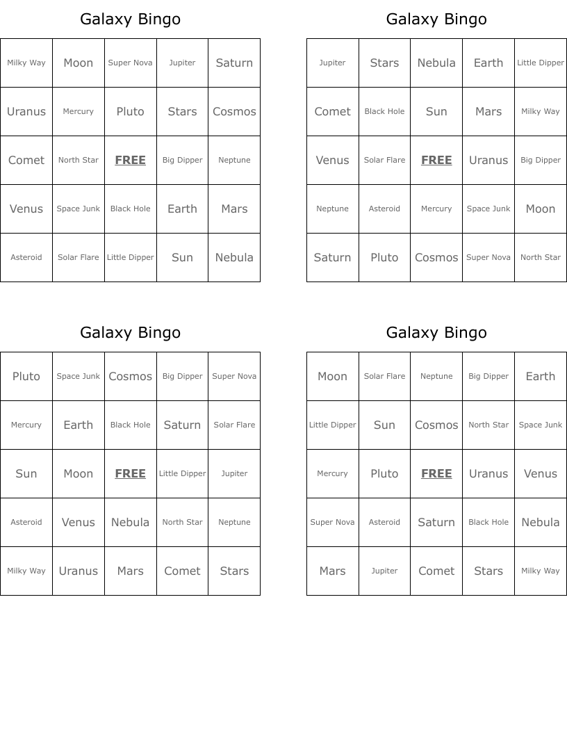 Galaxy Bingo