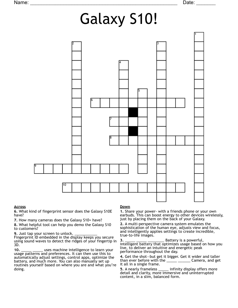 Galaxy S10! Crossword