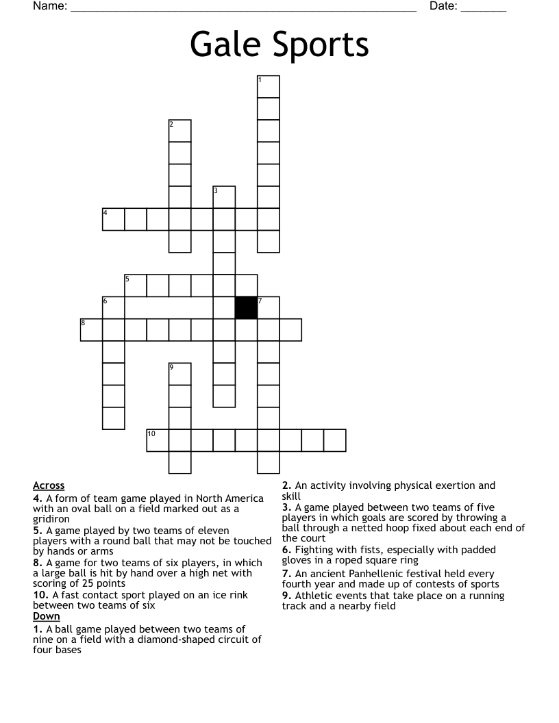 Gale Sports Crossword
