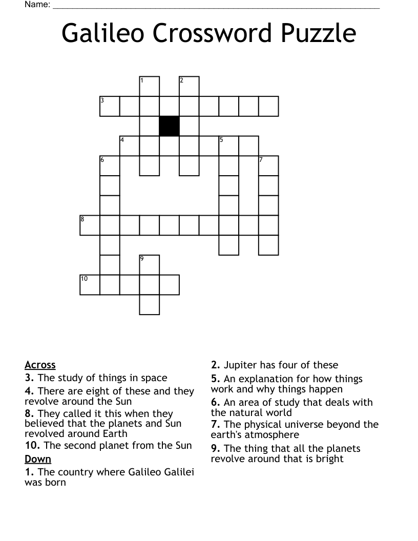 Galileo Crossword Puzzle
