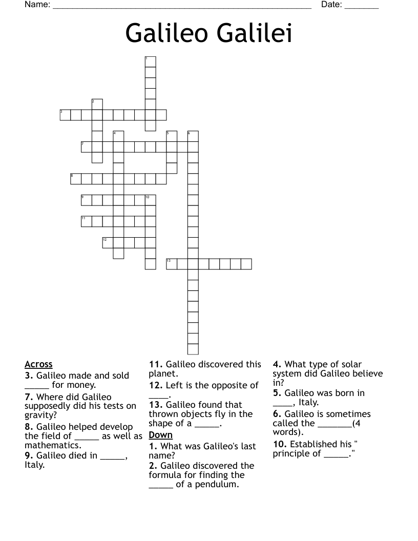 Galileo Galilei Crossword