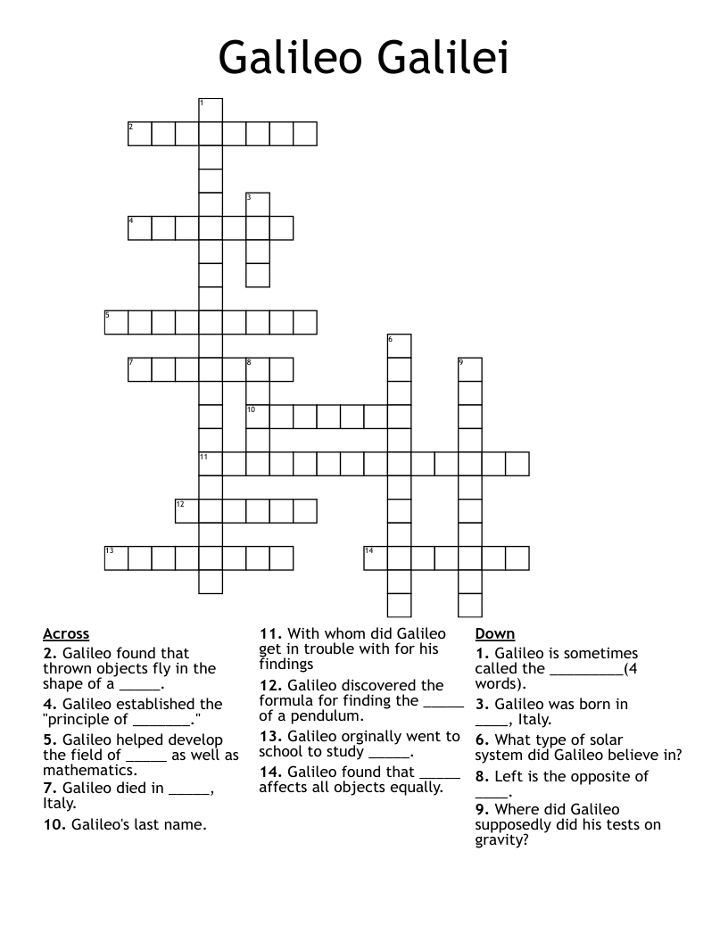 Galileo Galilei Crossword