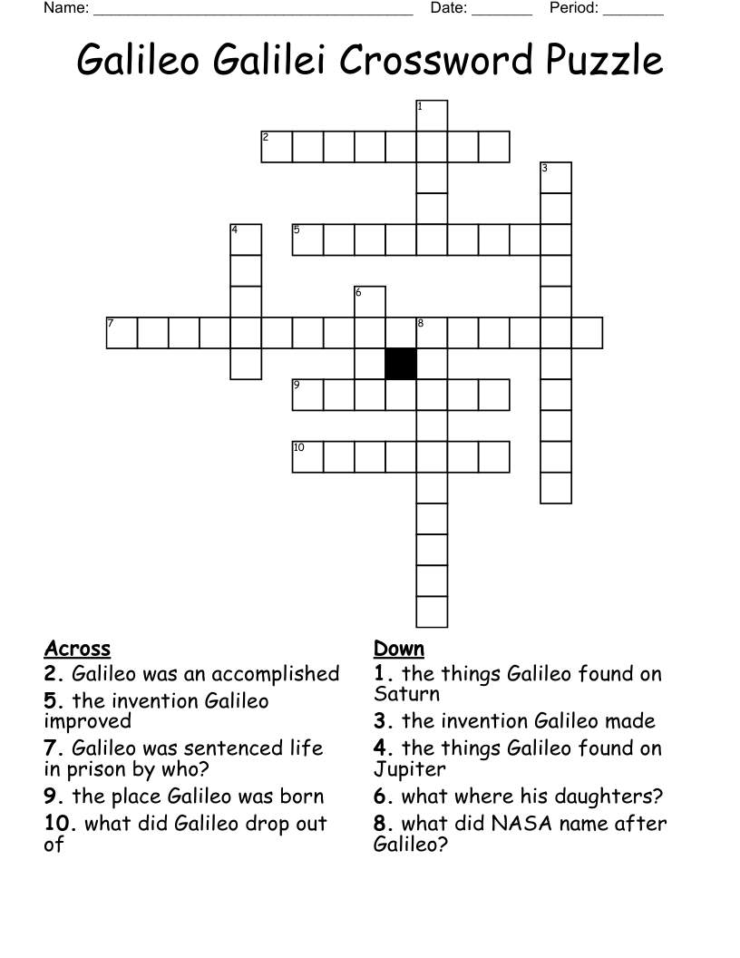 Galileo Galilei Crossword Puzzle