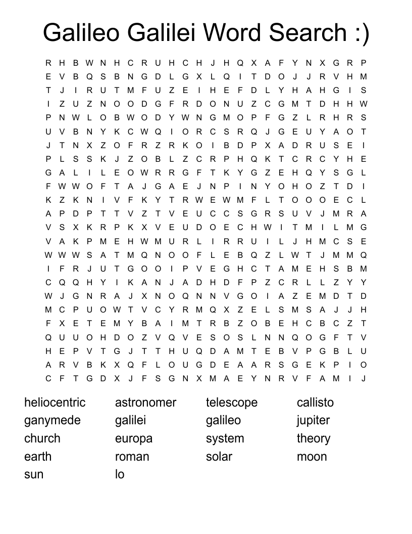 Galileo Galilei Word Search :)