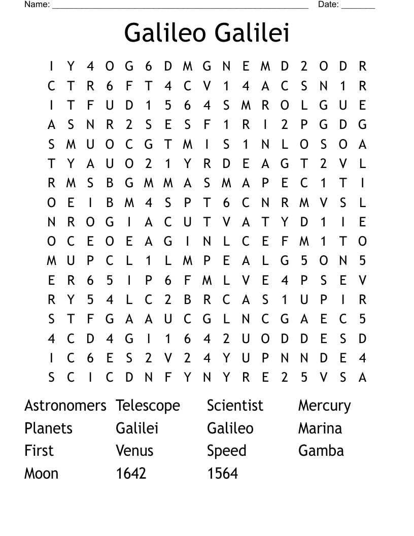 Galileo Galilei  Word Search
