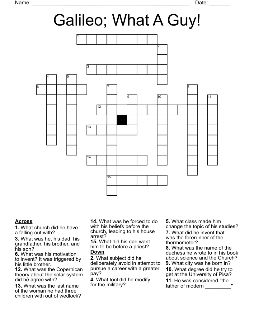 Galileo; What A Guy! Crossword