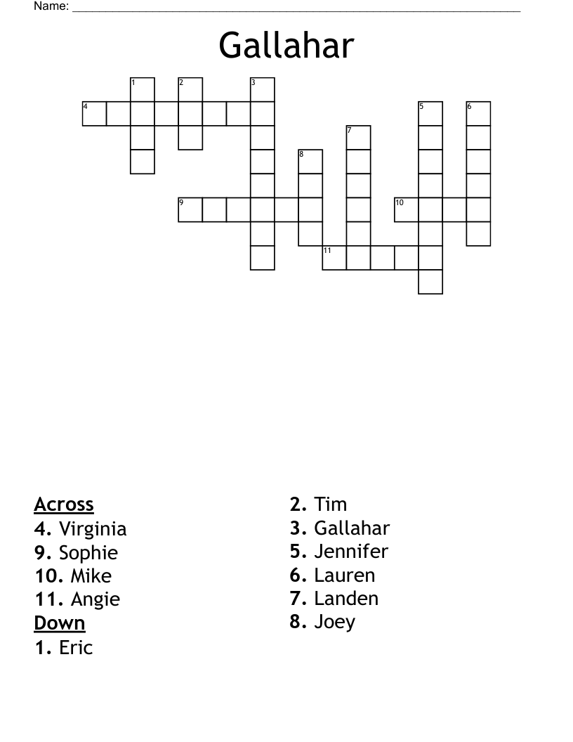 Gallahar  Crossword
