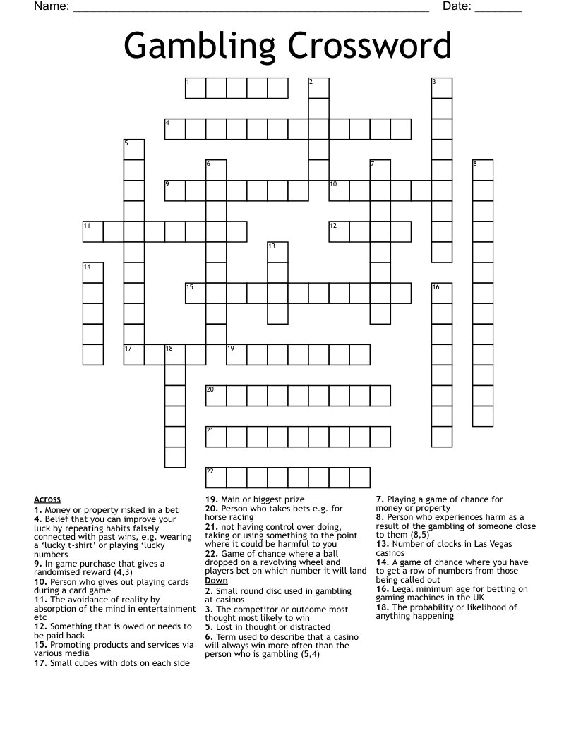 Gambling Crossword