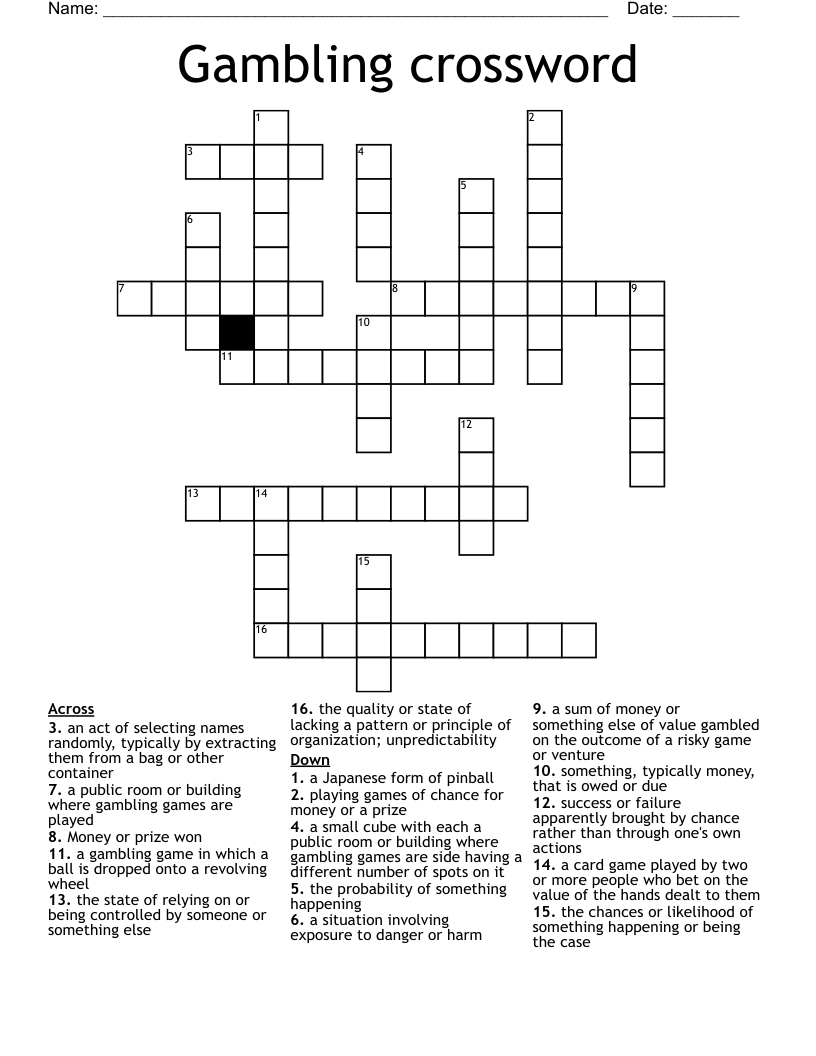 Gambling crossword