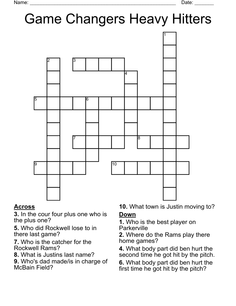 Game Changers Heavy Hitters Crossword