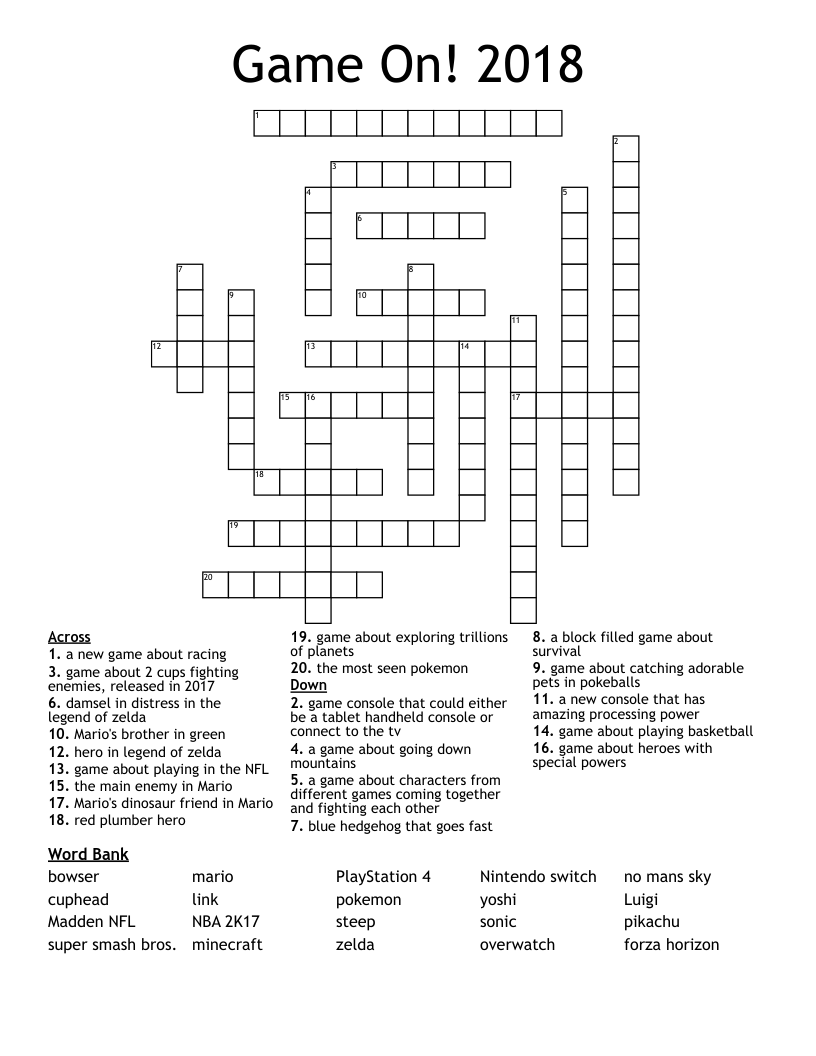 Game On! 2018 Crossword
