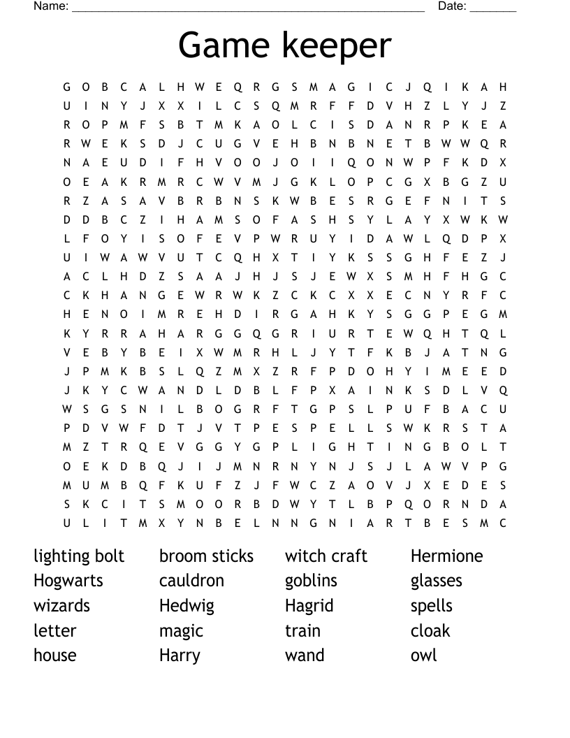 Game keeper  Word Search