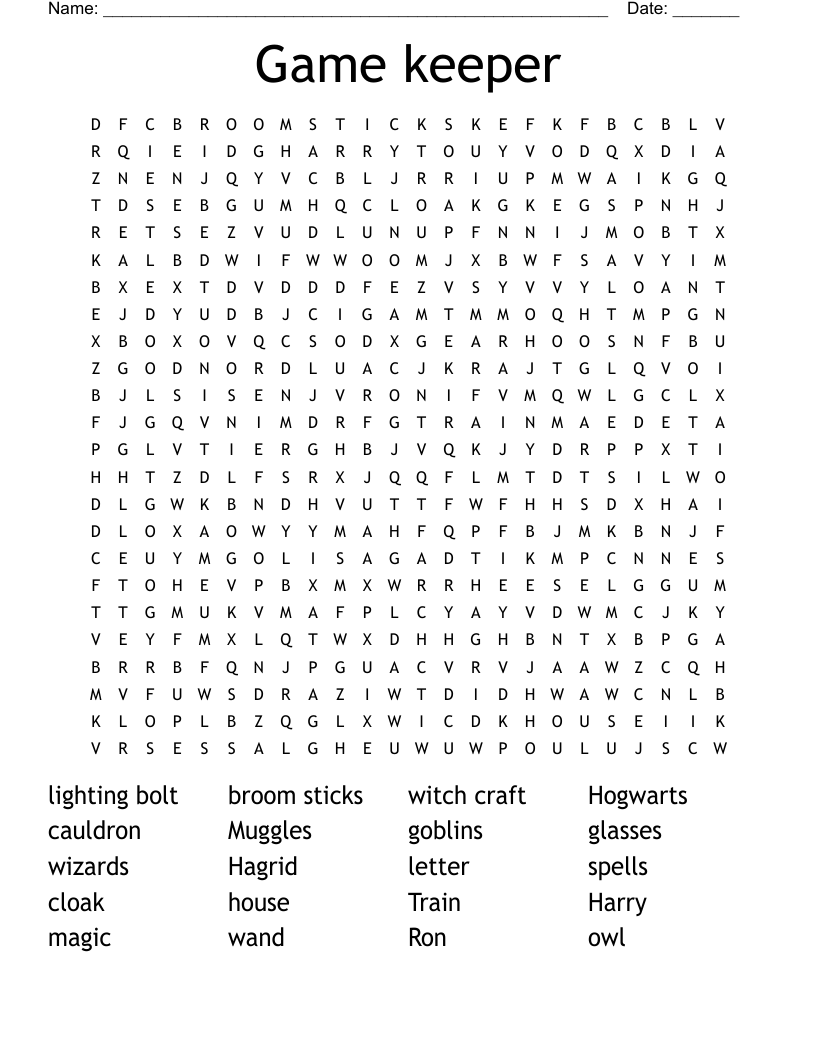 Game keeper  Word Search