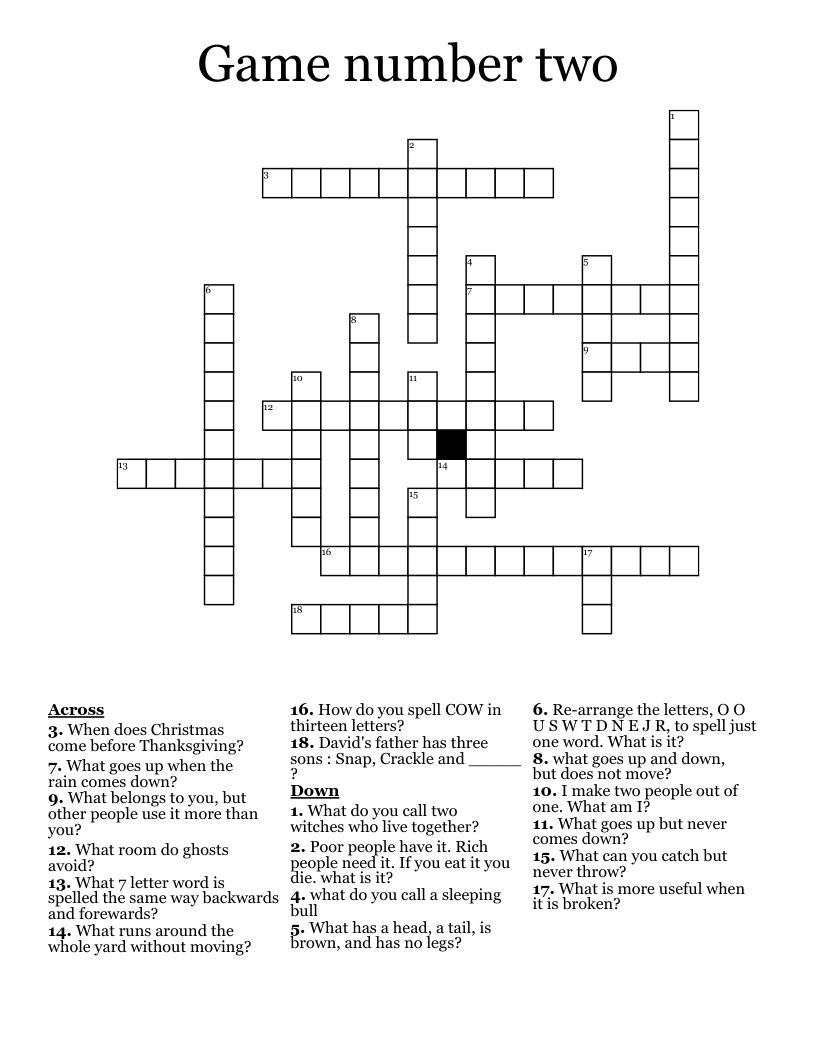 Game number two Crossword