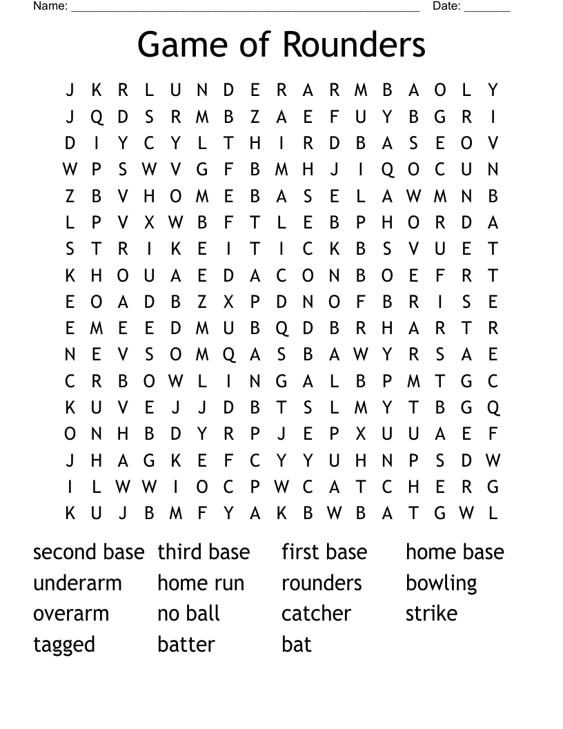 Game of Rounders Word Search