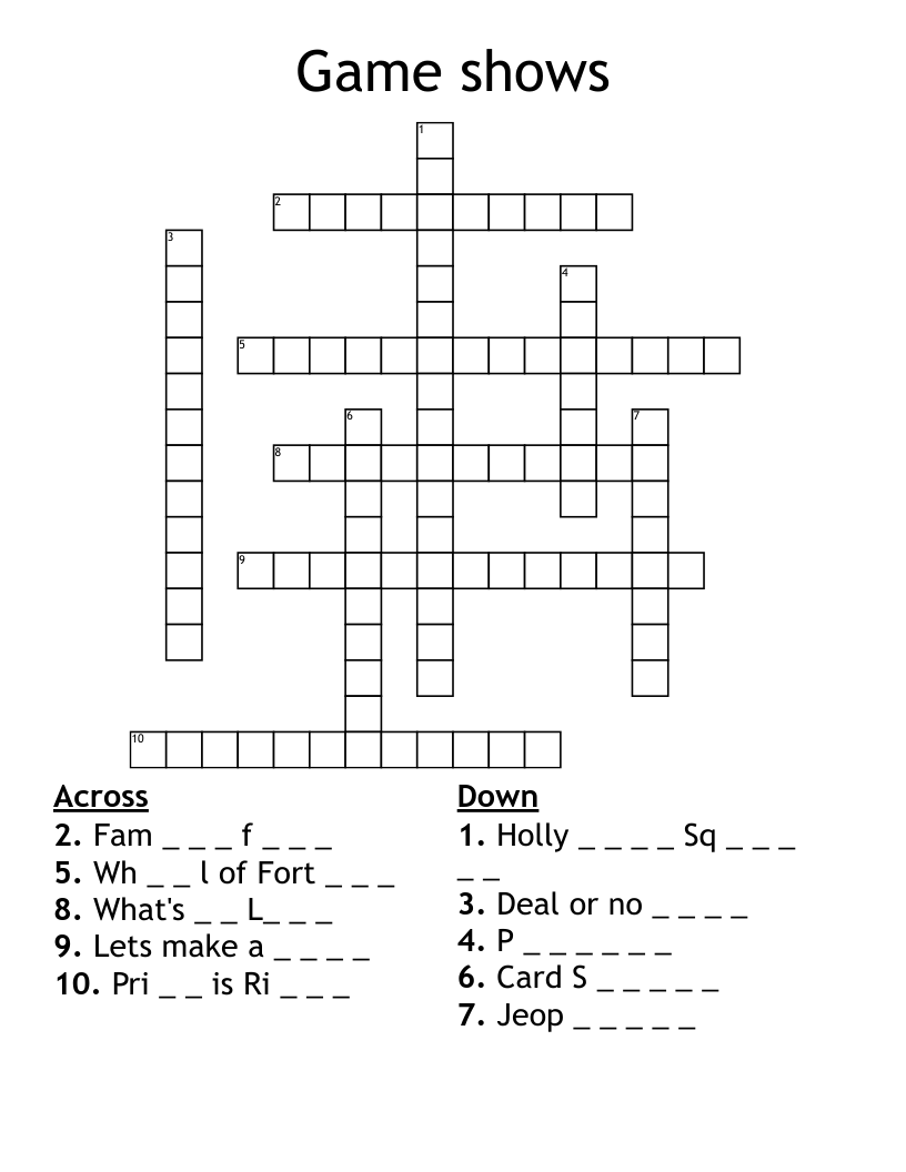 Game shows Crossword
