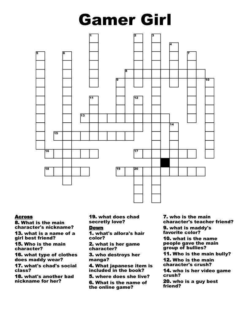 Gamer Girl Crossword