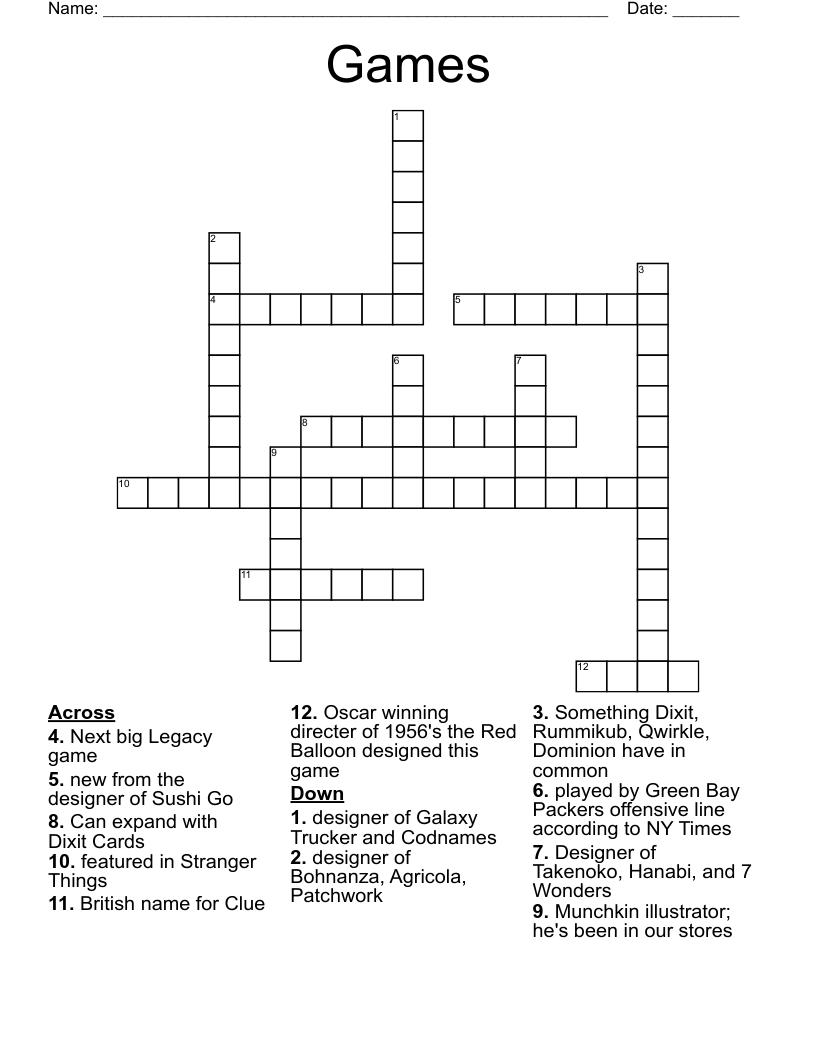 Games Crossword