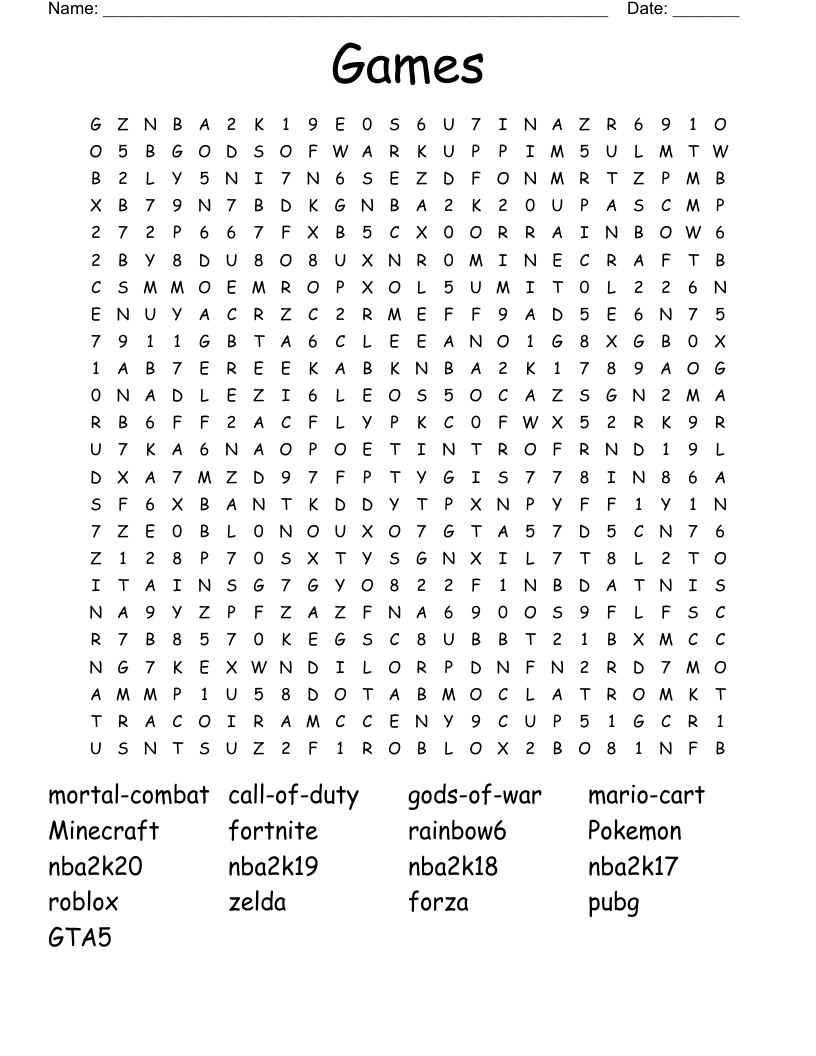 Games Word Search