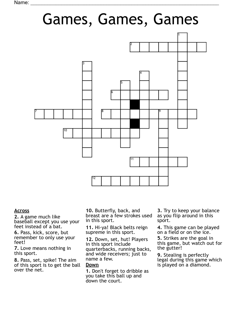 Games, Games, Games Crossword