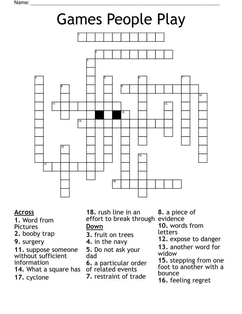 Games People Play Crossword