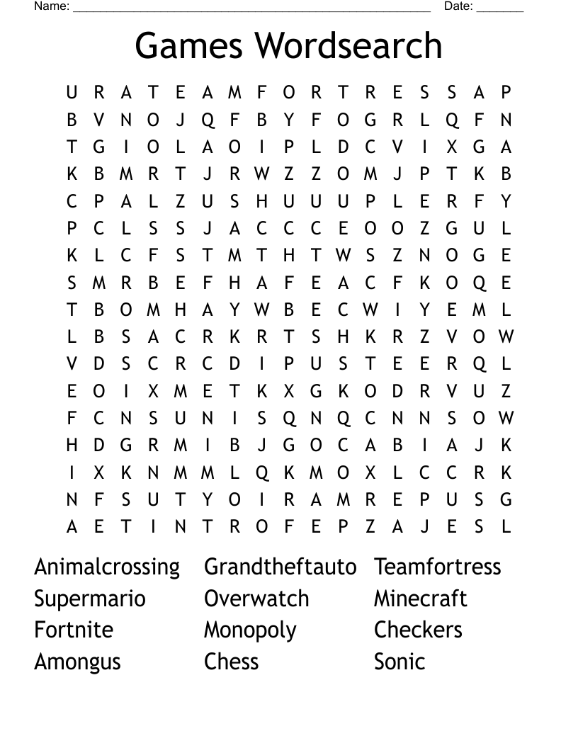 Games Wordsearch