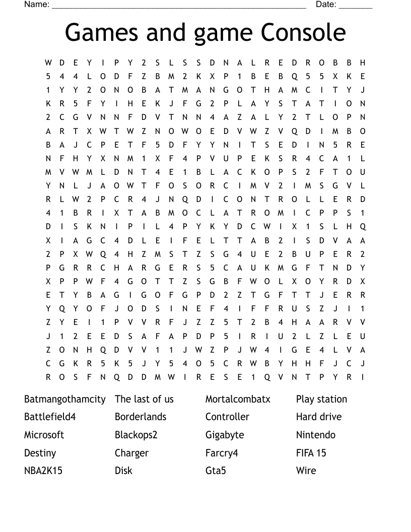 Games and game Console       Word Search