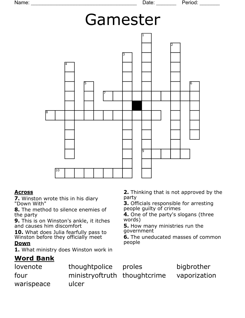 Gamester Crossword