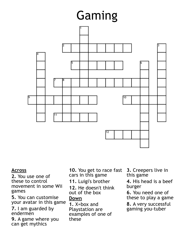 Gaming Crossword
