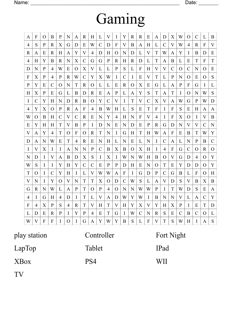 Gaming Word Search