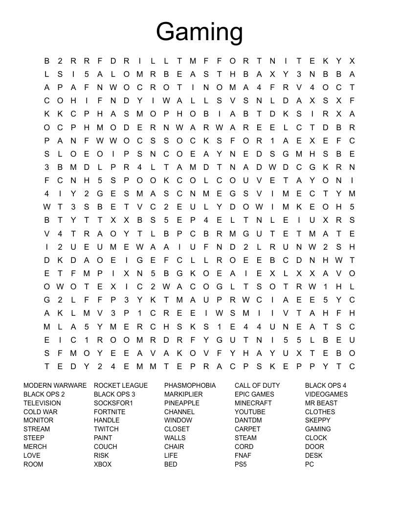 Gaming Word Search