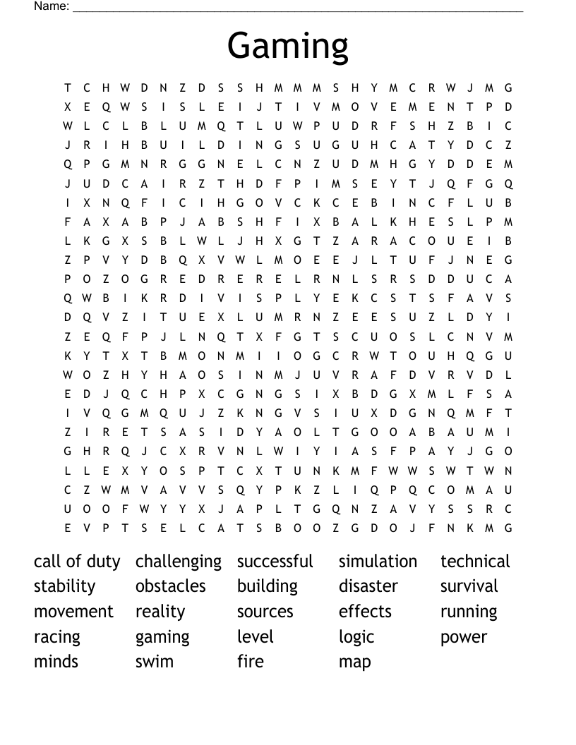 Gaming Word Search