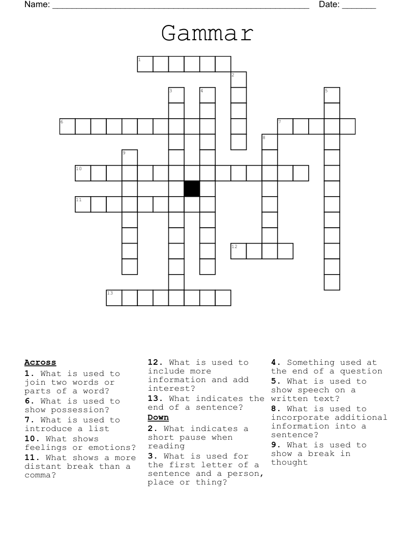 Gammar Crossword