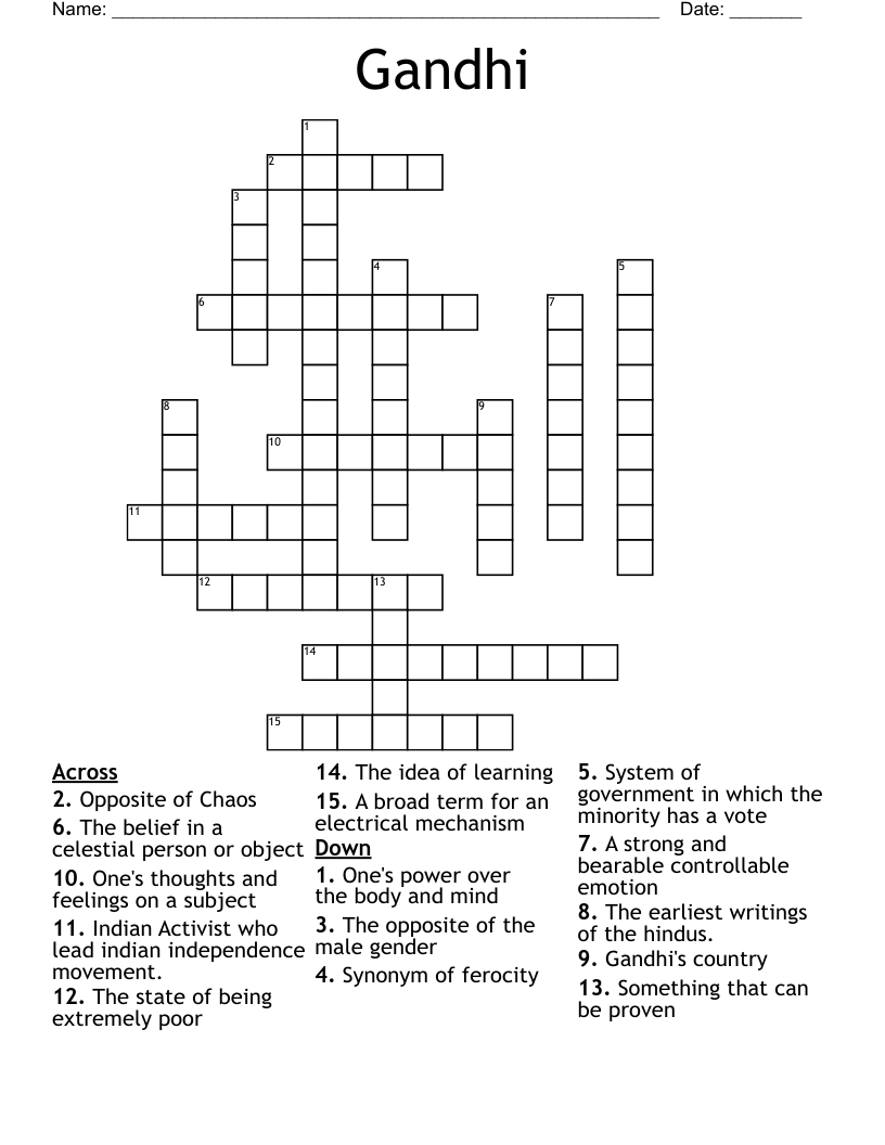 Gandhi Crossword