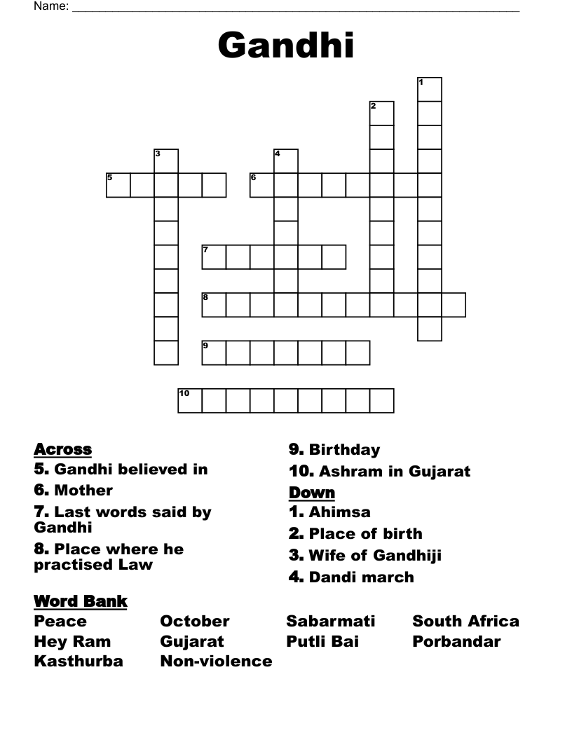 Gandhi Crossword