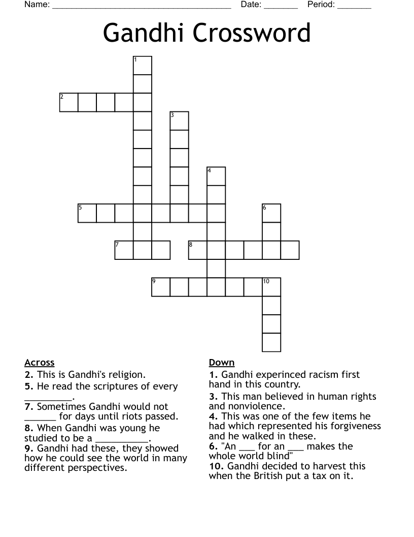 Gandhi Crossword