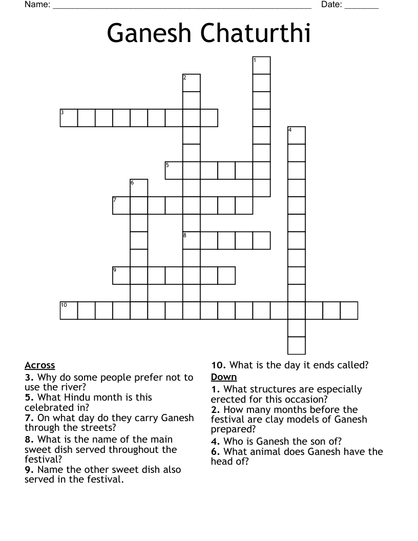 Ganesh Chaturthi Crossword