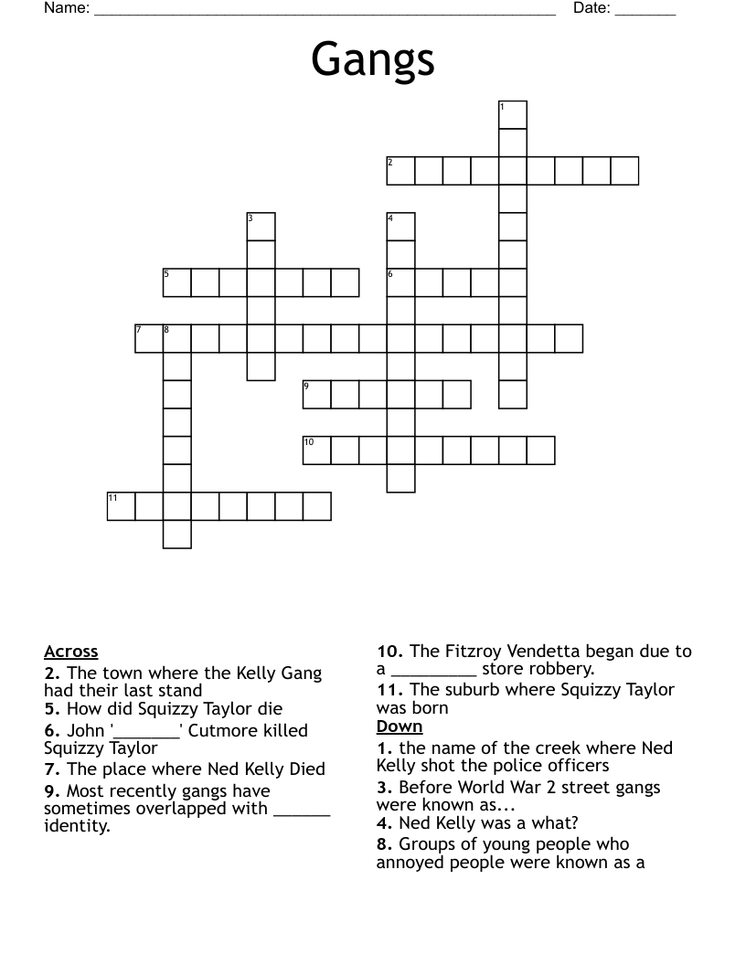 Gangs Crossword