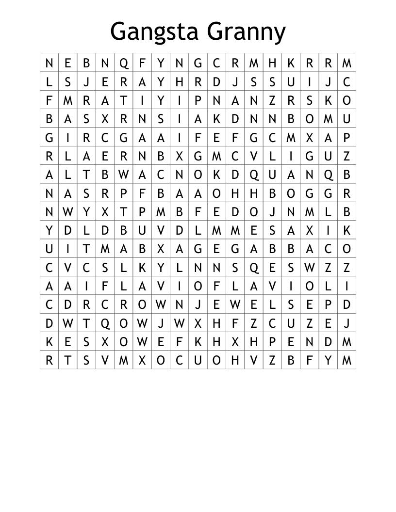 Gangsta Granny Word Search