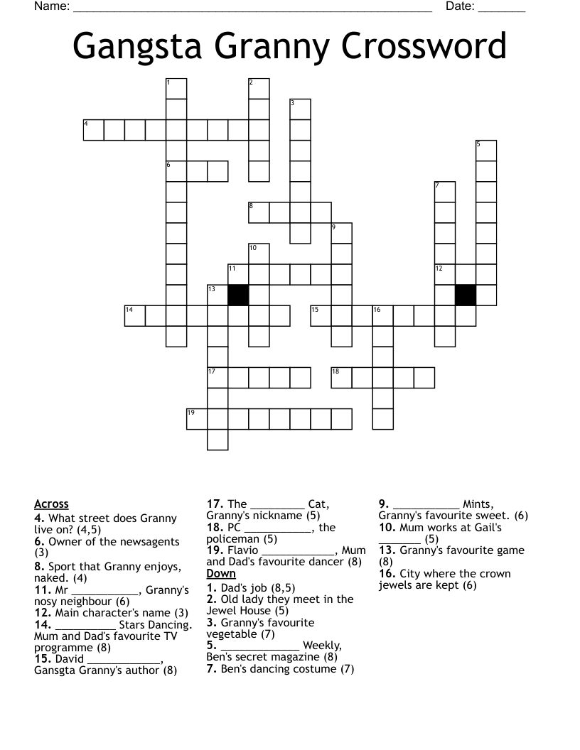 Gangsta Granny Crossword