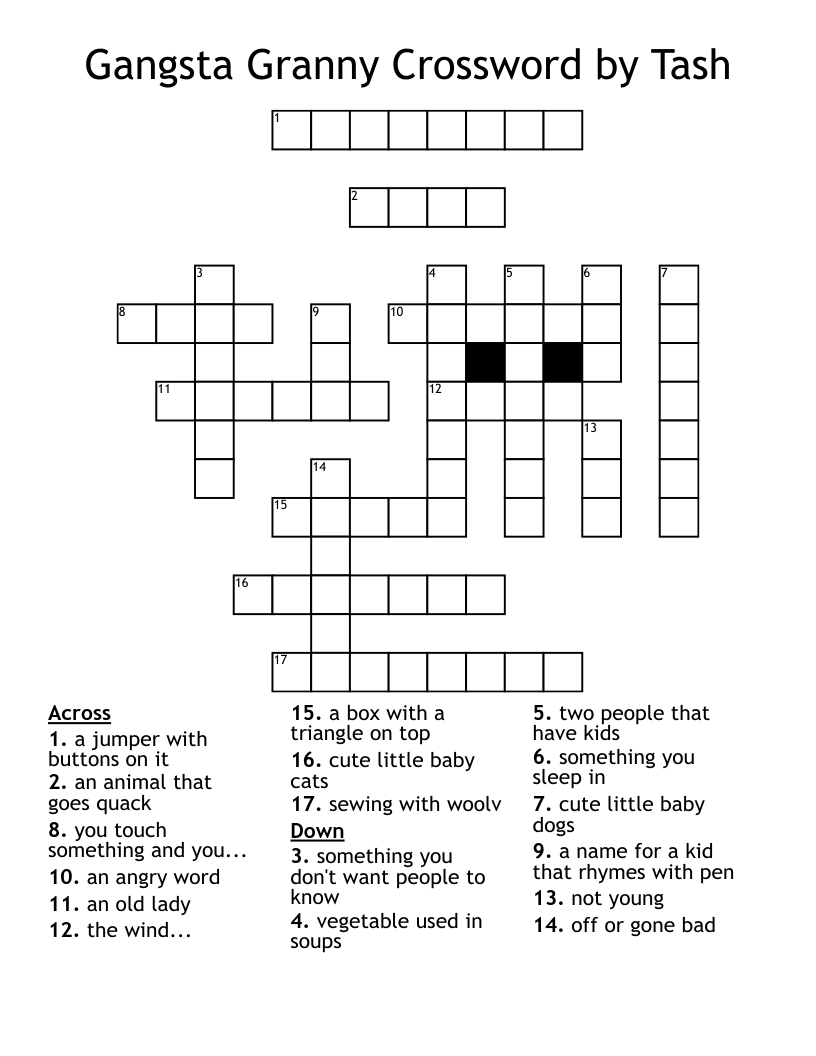 Gangsta Granny Crossword by Tash