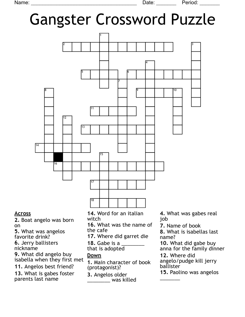 Gangster Crossword Puzzle