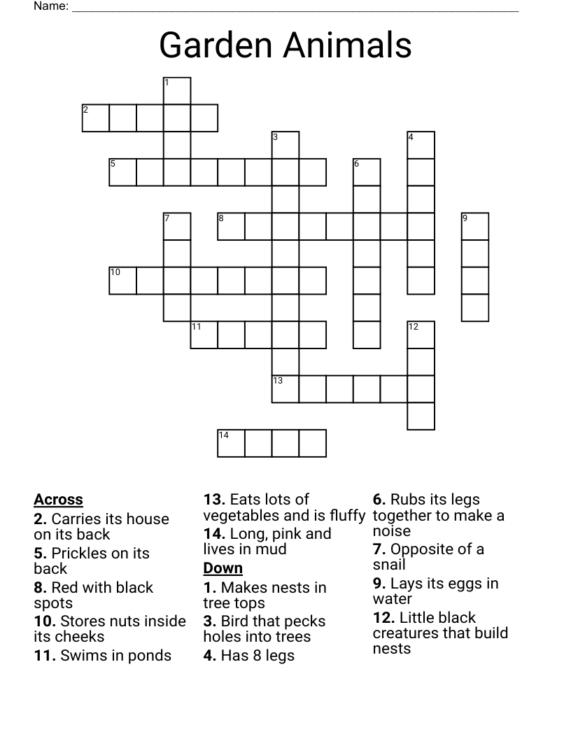 Garden Animals  Crossword