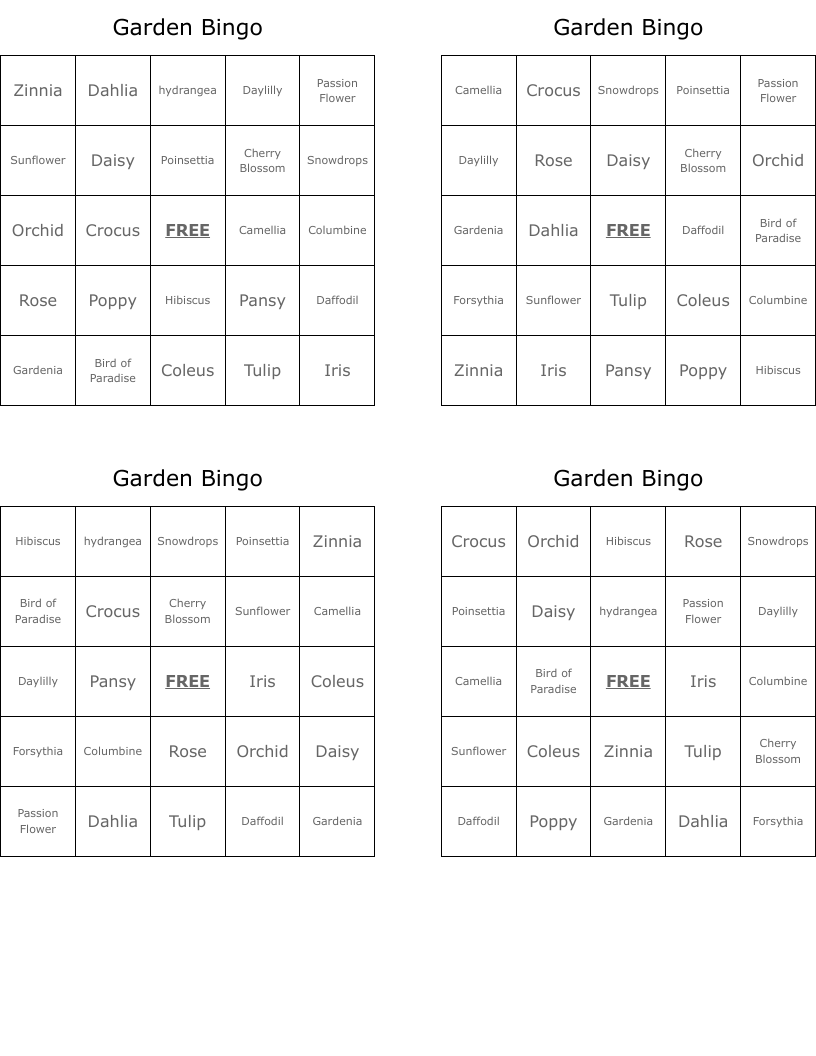 Garden Bingo